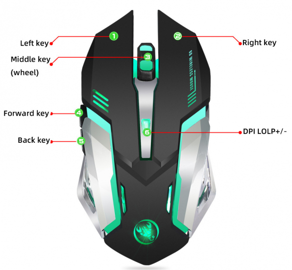 HXSJ new wireless mouse 2.4GPI gaming mouse glowing mouse