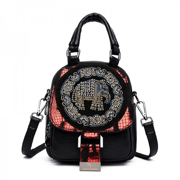 Embroidered PU Leather Youth Street Casual Schoolbag